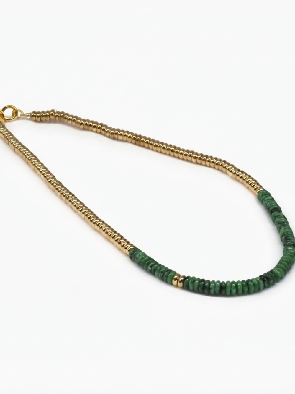 Altius Green Jasper & Gold Plated Beaded Necklace - Picture 3 of 4